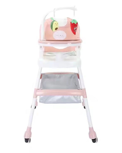 Scaun de Masa pentru Copii, Multifunctional, Pliabil, cu Roti, Cos de Depozitare, din Plastic, Centura de Siguranta, Suport de Agatat Jucarii