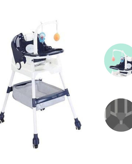 Scaun de Masa pentru Copii, Multifunctional, Pliabil, cu Roti, Cos de Depozitare, din Plastic, Centura de Siguranta, Suport de Agatat Jucarii