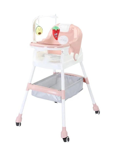 Scaun de Masa pentru Copii, Multifunctional, Pliabil, cu Roti, Cos de Depozitare, din Plastic, Centura de Siguranta, Suport de Agatat Jucarii