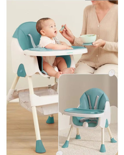 Scaun de Masa Pliabil 3in1, Reglabil, Multifunctional, 3 Pozitii, Masuta si Husa Detasabile, Centura de Siguranta