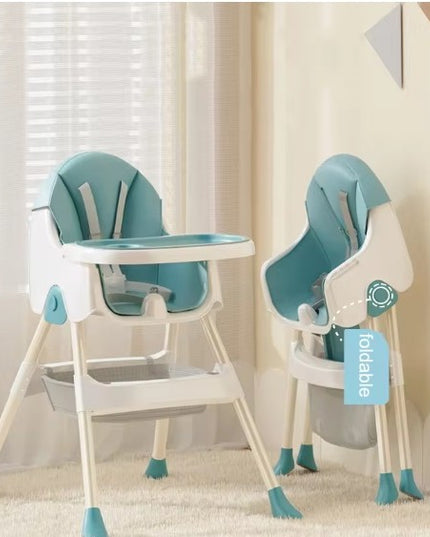 Scaun de Masa Pliabil 3in1, Reglabil, Multifunctional, 3 Pozitii, Masuta si Husa Detasabile, Centura de Siguranta