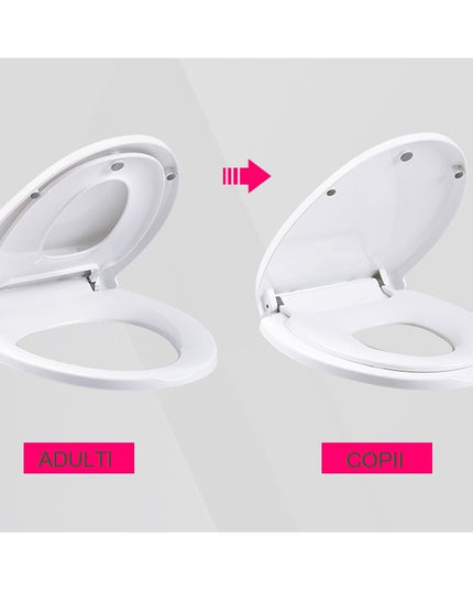 Capac de Toaleta cu Reductie 1, pentru Copii si Adulti, Coborare Lenta si Silentioasa, Instalare Usoara, din PP5 , in Forma de U