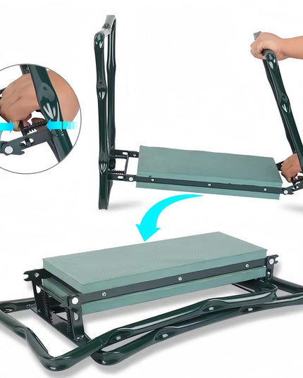 Scaun Multifunctional pentru Gradinarit, Inaltime Reglabila, Geanta Laterala pentru unelte,Pliabil