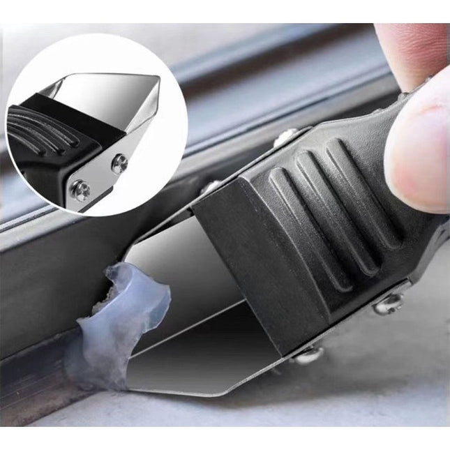 Racleta pentru Indepartare Adeziv, Racleta pentru Silicon si Lipici, 5 Capete din silicon, Dimensiune Inchisa , Metal