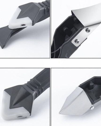 Racleta pentru Indepartare Adeziv, Racleta pentru Silicon si Lipici, 5 Capete din silicon, Dimensiune Inchisa , Metal