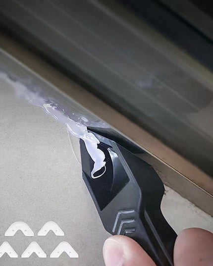 Racleta pentru Indepartare Adeziv, Racleta pentru Silicon si Lipici, 5 Capete din silicon, Dimensiune Inchisa , Metal