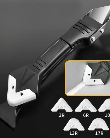 Racleta pentru Indepartare Adeziv, Racleta pentru Silicon si Lipici, 5 Capete din silicon, Dimensiune Inchisa , Metal