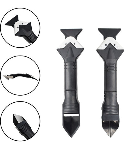 Racleta pentru Indepartare Adeziv, Racleta pentru Silicon si Lipici, 5 Capete din silicon, Dimensiune Inchisa , Metal