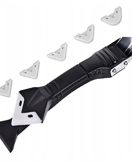 Racleta pentru Indepartare Adeziv, Racleta pentru Silicon si Lipici, 5 Capete din silicon, Dimensiune Inchisa , Metal