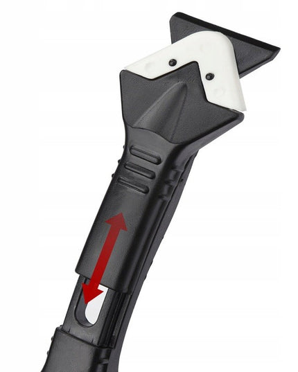 Racleta pentru Indepartare Adeziv, Racleta pentru Silicon si Lipici, 5 Capete din silicon, Dimensiune Inchisa , Metal