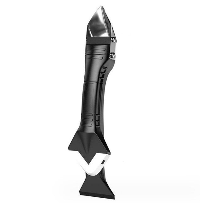 Racleta pentru Indepartare Adeziv, Racleta pentru Silicon si Lipici, 5 Capete din silicon, Dimensiune Inchisa , Metal