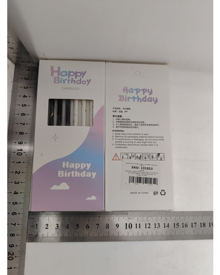 Set 6 Lumanari Lungi, din Parafina, 10 x 0.5 cm, Happy Birthday, /