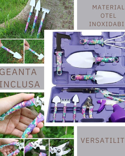 10 accesorii pentru gradinarit geanta depozitare inclusa, otel inoxidabil