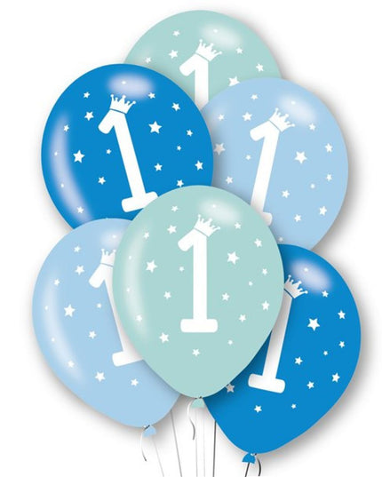 Baloane de Decor, Set 10 Baloane de Decor pentru Aniversare 1 An, Model pentru Baieti, din Latex 25 cm, /