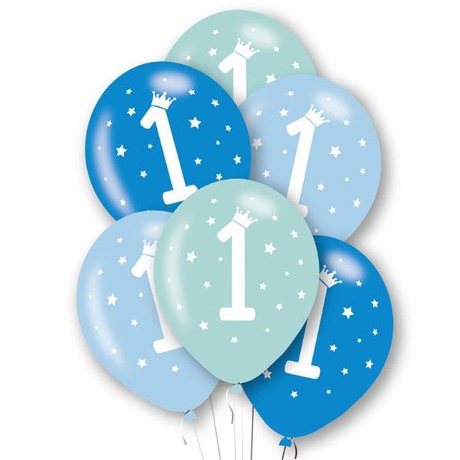 Baloane de Decor, Set 10 Baloane de Decor pentru Aniversare 1 An, Model pentru Baieti, din Latex 25 cm, /