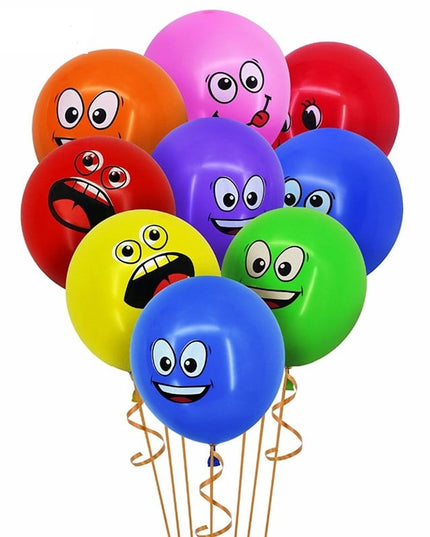Set 10 Baloane, Model Emoji, din Latex, 25 cm