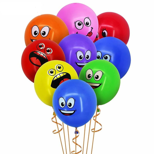 Set 10 Baloane, Model Emoji, din Latex, 25 cm