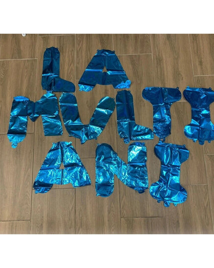 Set 10 Baloane din Folie Metalizata, Figurine Litere, Model La multi ani, Tema Aniversare, 40 cm, Ambalaj Individual, Pai Inclus, Umflare cu Aer sau Heliu