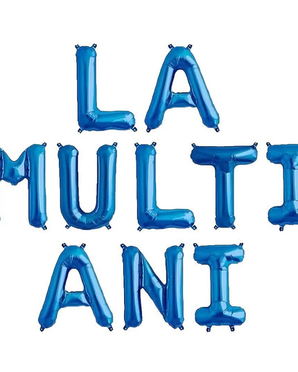 Set 10 Baloane din Folie Metalizata, Figurine Litere, Model La multi ani, Tema Aniversare, 40 cm, Ambalaj Individual, Pai Inclus, Umflare cu Aer sau Heliu