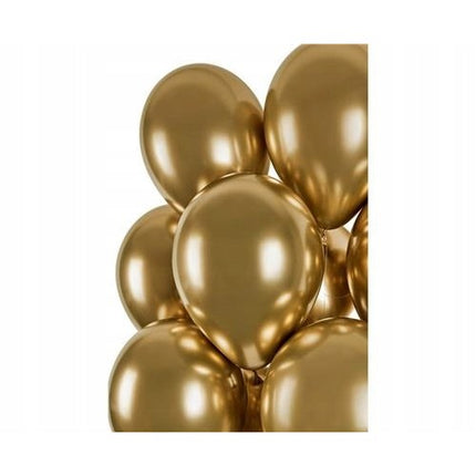 10 Baloane din Latex Chrome, Model Party,Gold, 1 g
