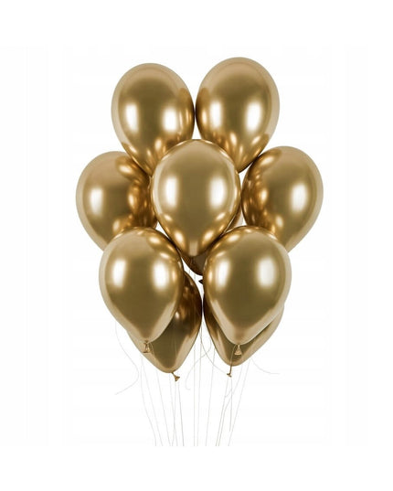 10 Baloane din Latex Chrome, Model Party,Gold, 1 g