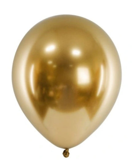 10 Baloane din Latex Chrome, Model Party,Gold, 1 g