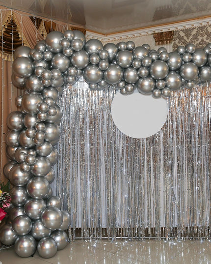 10 Baloane din Latex Chrome, Model Party,Silver, 1 g