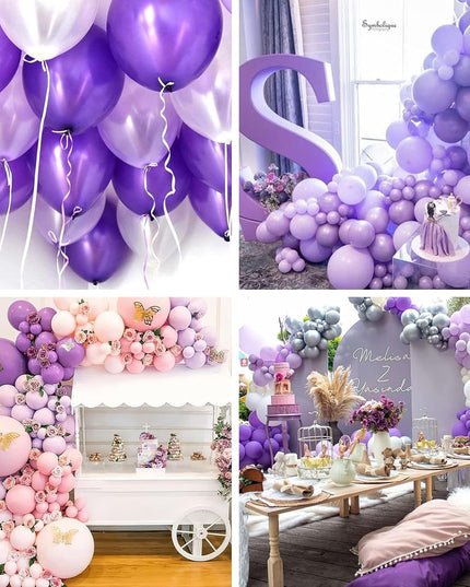 10 Baloane din Latex Chrome, Model Party,Diferite Nuante