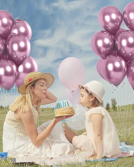 10 Baloane din Latex Chrome, Model Party