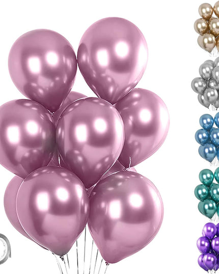 10 Baloane din Latex Chrome, Model Party