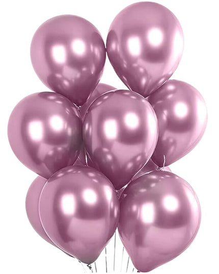 10 Baloane din Latex Chrome, Model Party