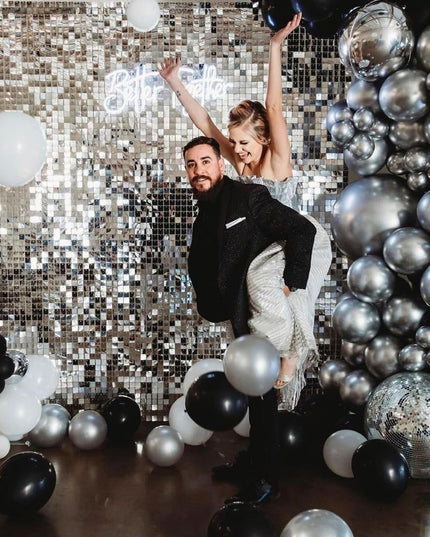 10 Baloane din Latex Chrome, Model Party