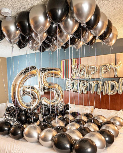 10 Baloane din Latex Chrome, Model Party