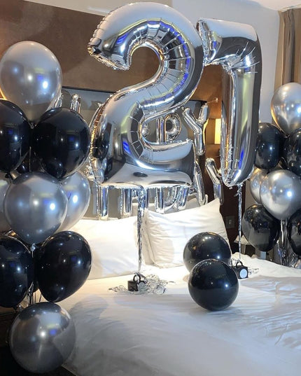 10 Baloane din Latex Chrome, Model Party