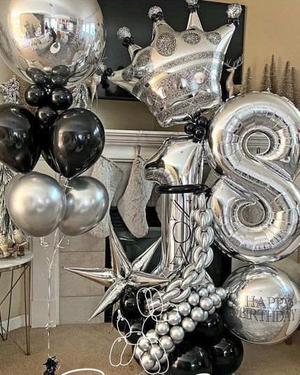 10 Baloane din Latex Chrome, Model Party