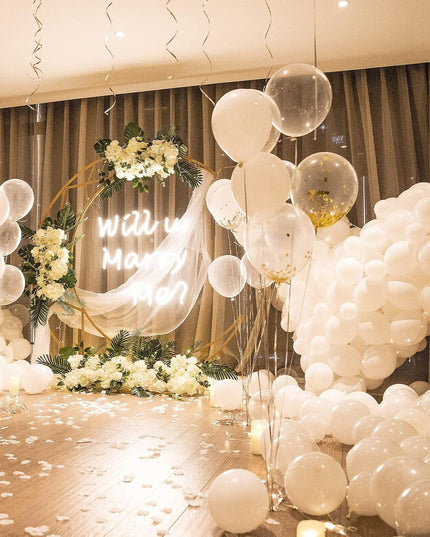 10 Baloane din Latex, Model Party,Albe, 2.2 g