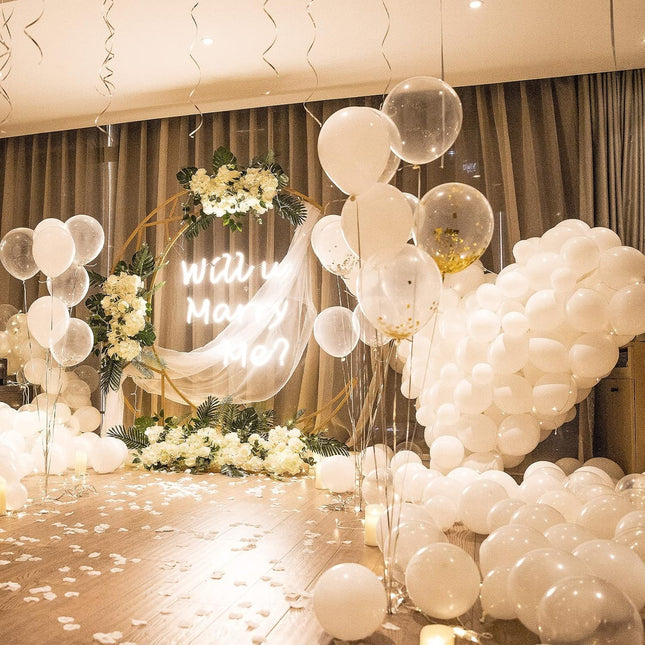 10 Baloane din Latex, Model Party,Albe, 2.2 g