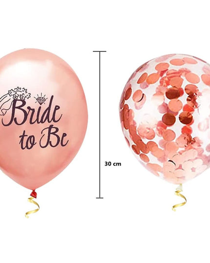 Set 10 Baloane din Latex, Model Party Bride To Be, 30 cm, 2.8 g,cu Confetti