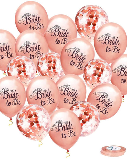 Set 10 Baloane din Latex, Model Party Bride To Be, 30 cm, 2.8 g,cu Confetti
