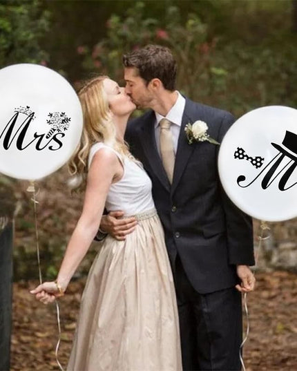 Set 10 Baloane din Latex, Model Party Casatorie, Mr&Mrs Just Married, 2.8 g, 30 cm, /