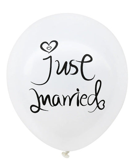Set 10 Baloane din Latex, Model Party Casatorie, Mr&Mrs Just Married, 2.8 g, 30 cm, /