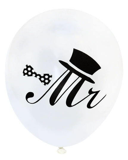 Set 10 Baloane din Latex, Model Party Casatorie, Mr&Mrs Just Married, 2.8 g, 30 cm, /