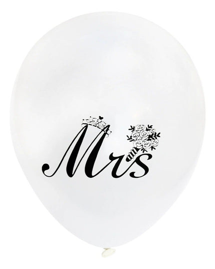 Set 10 Baloane din Latex, Model Party Casatorie, Mr&Mrs Just Married, 2.8 g, 30 cm, /