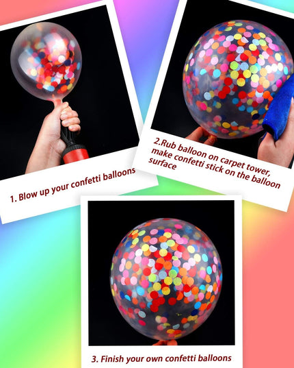 10 Baloane din Latex, Model Party Confetti,Multicolore, 2.8 g