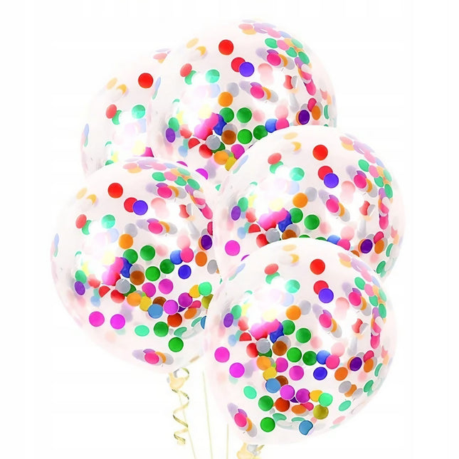 10 Baloane din Latex, Model Party Confetti,Multicolore, 2.8 g
