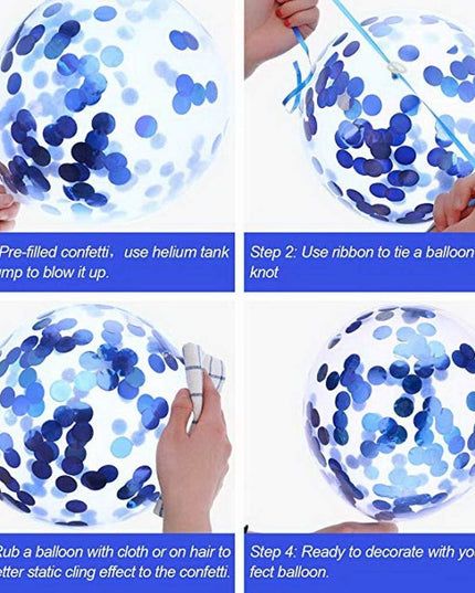 10 Baloane din Latex, Model Party Confetti, 5 x Confetti, 5 x