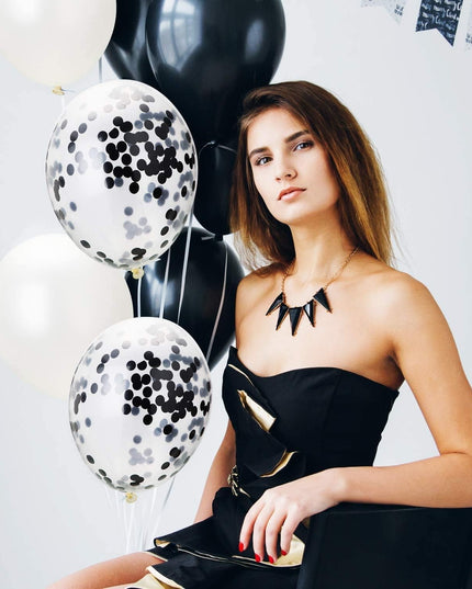 10 Baloane din Latex, Model Party Confetti, 5 x Confetti, 5 x