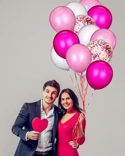 10 Baloane din Latex, Model Party Confetti, 5 x Confetti, 5 x