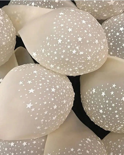 10 Baloane din Latex Transparente, Model Party,Stelute Albe, 2.8 g