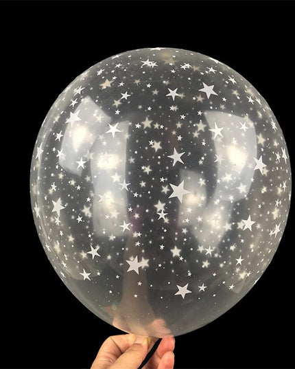 10 Baloane din Latex Transparente, Model Party,Stelute Albe, 2.8 g